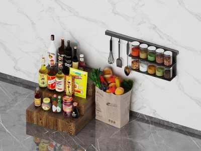 现代厨房调味料3D模型下载